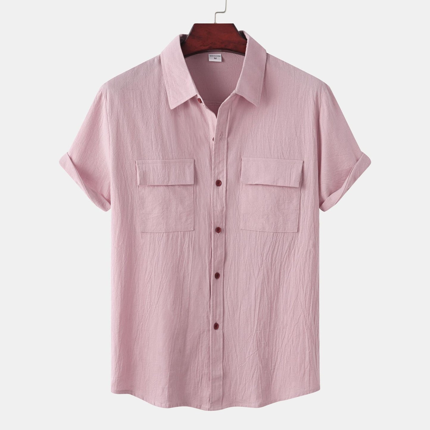 👔Effortless Style: Men's Solid Color Casual Cotton Linen Short Sleeve Shirt