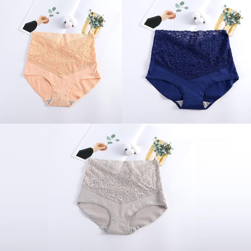 🌹Experience Comfort and Style: Women's High Waist Cotton Lace Panties