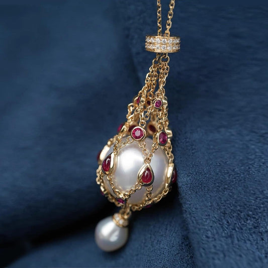 🌟Radiate Elegance: Pearl & Gemstone Lavalier Pendant - Elevate Your Style Now!💎