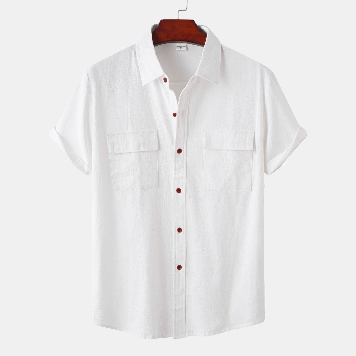 👔Effortless Style: Men's Solid Color Casual Cotton Linen Short Sleeve Shirt