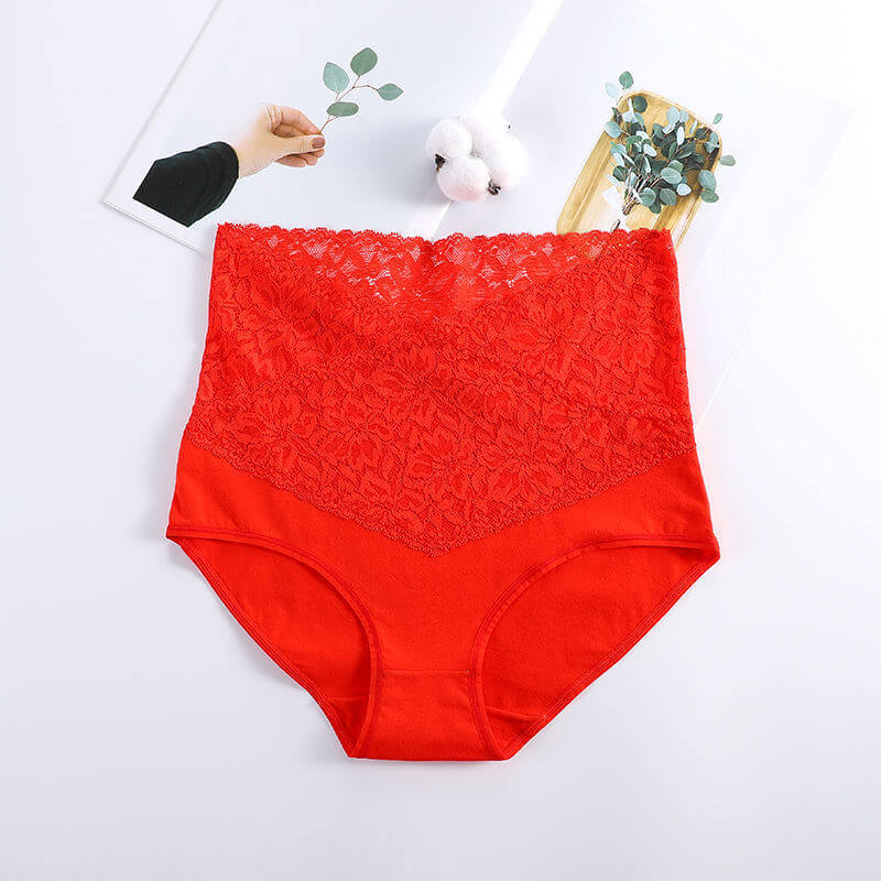 🌹Experience Comfort and Style: Women's High Waist Cotton Lace Panties