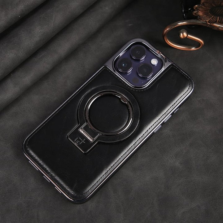 🔥Elevate Your Style: Luxury Leather Invisible Stand iPhone Case