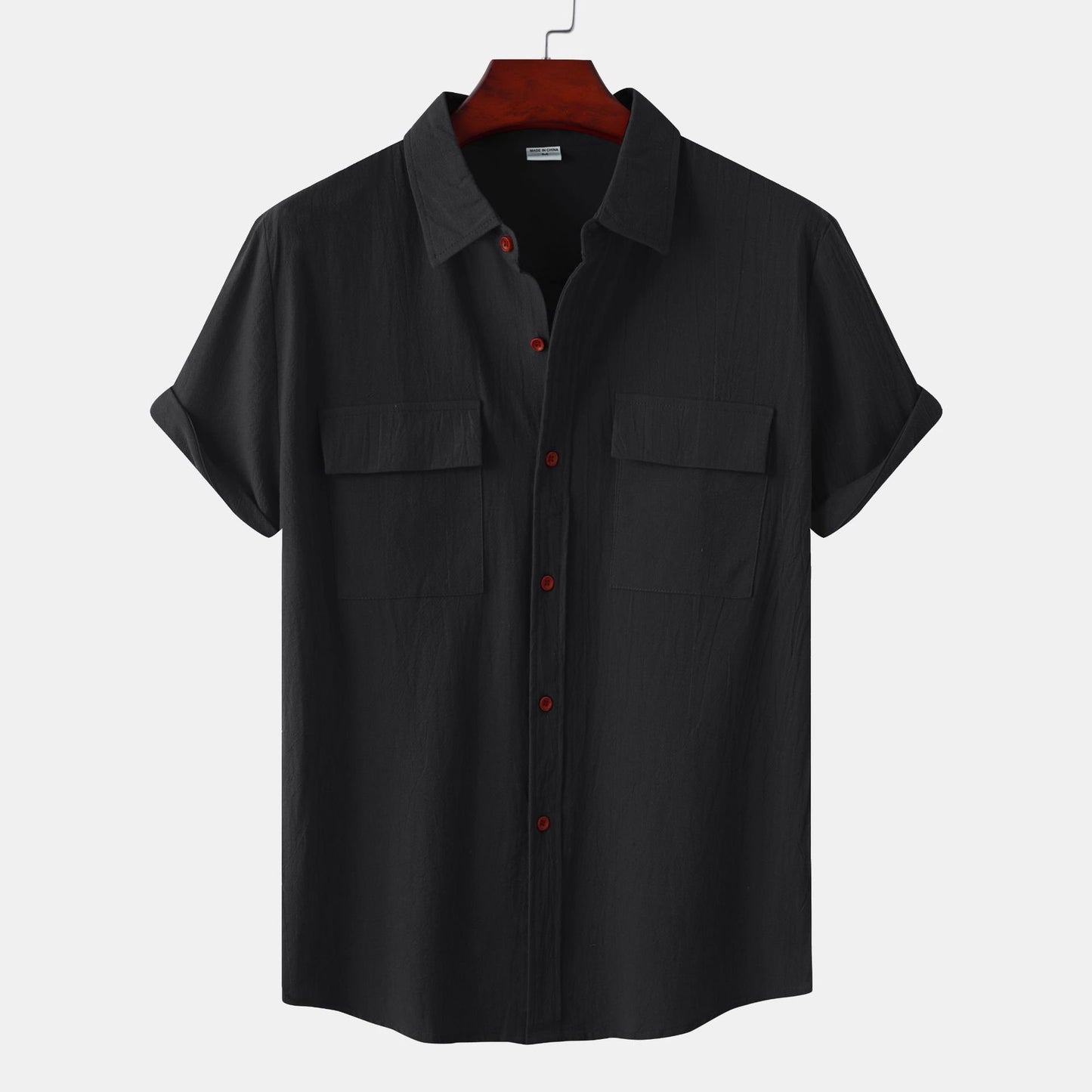 👔Effortless Style: Men's Solid Color Casual Cotton Linen Short Sleeve Shirt