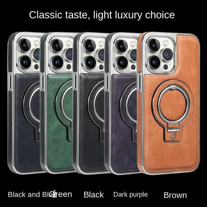 🔥Elevate Your Style: Luxury Leather Invisible Stand iPhone Case