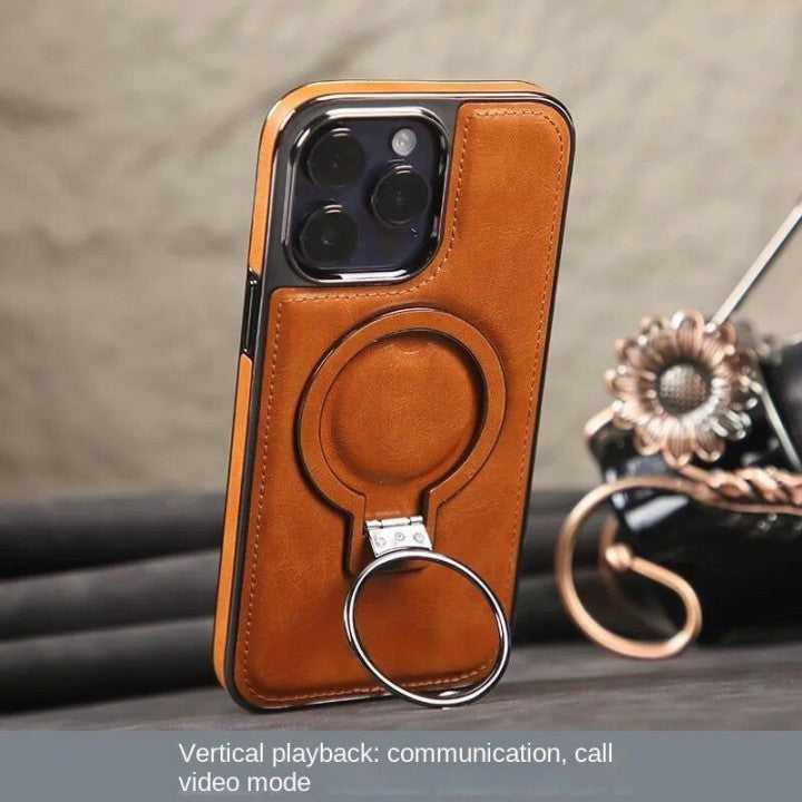 🔥Elevate Your Style: Luxury Leather Invisible Stand iPhone Case