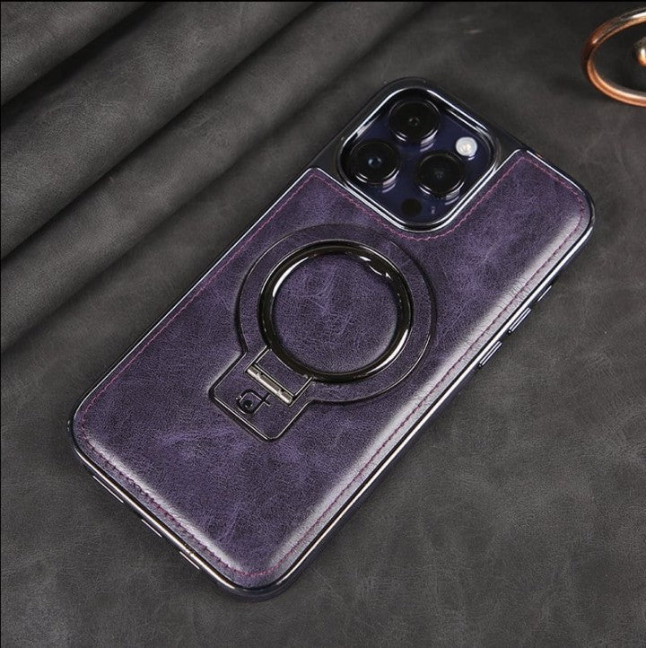 🔥Elevate Your Style: Luxury Leather Invisible Stand iPhone Case