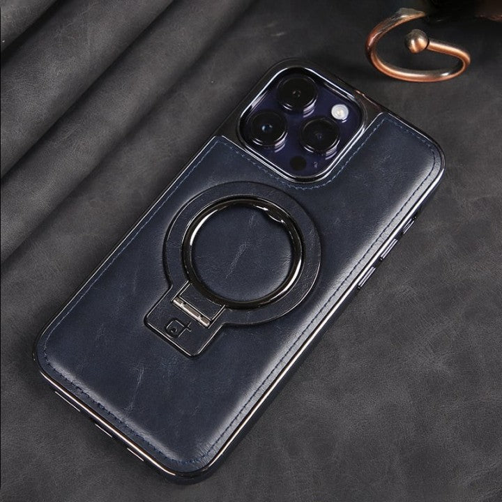 🔥Elevate Your Style: Luxury Leather Invisible Stand iPhone Case