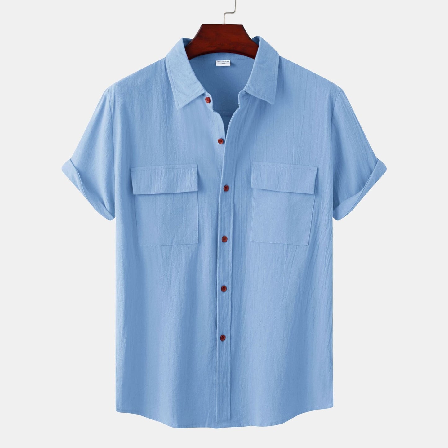 👔Effortless Style: Men's Solid Color Casual Cotton Linen Short Sleeve Shirt