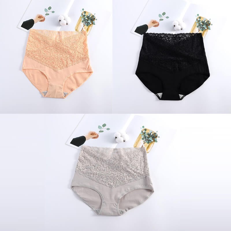 🌹Experience Comfort and Style: Women's High Waist Cotton Lace Panties