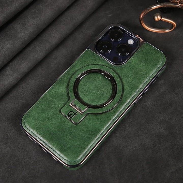 🔥Elevate Your Style: Luxury Leather Invisible Stand iPhone Case