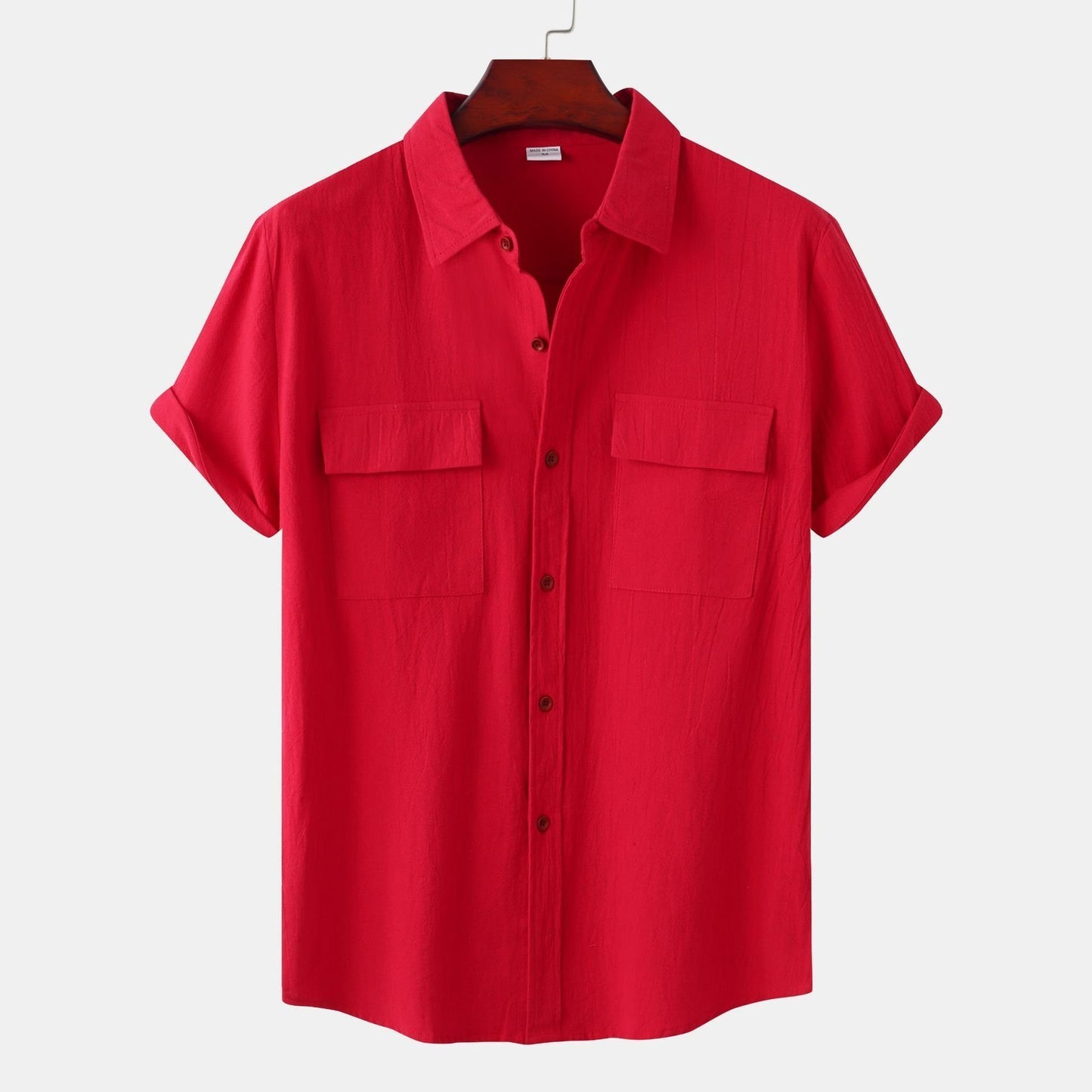 👔Effortless Style: Men's Solid Color Casual Cotton Linen Short Sleeve Shirt