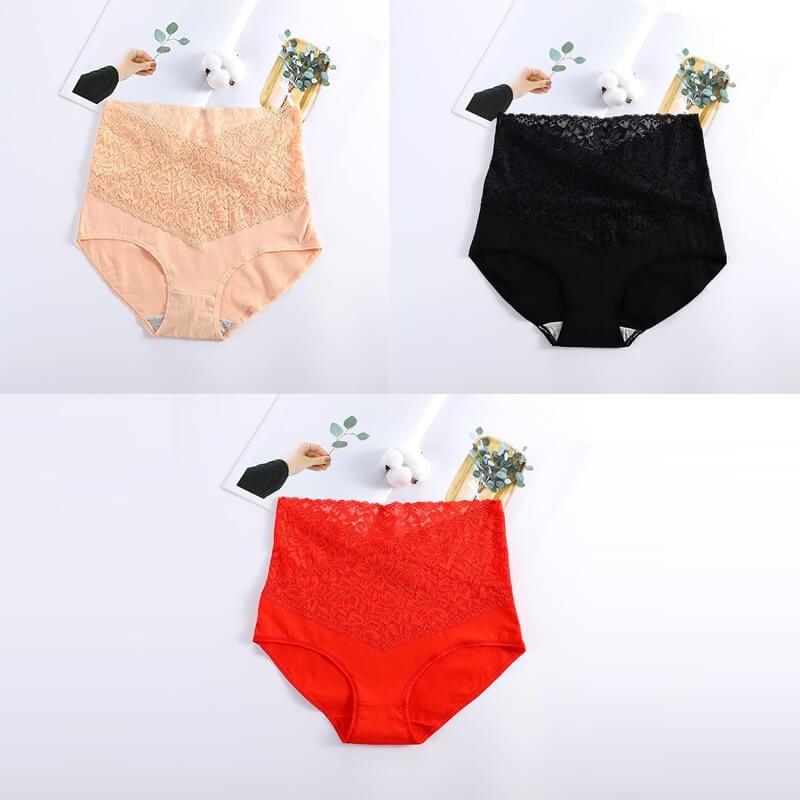 🌹Experience Comfort and Style: Women's High Waist Cotton Lace Panties