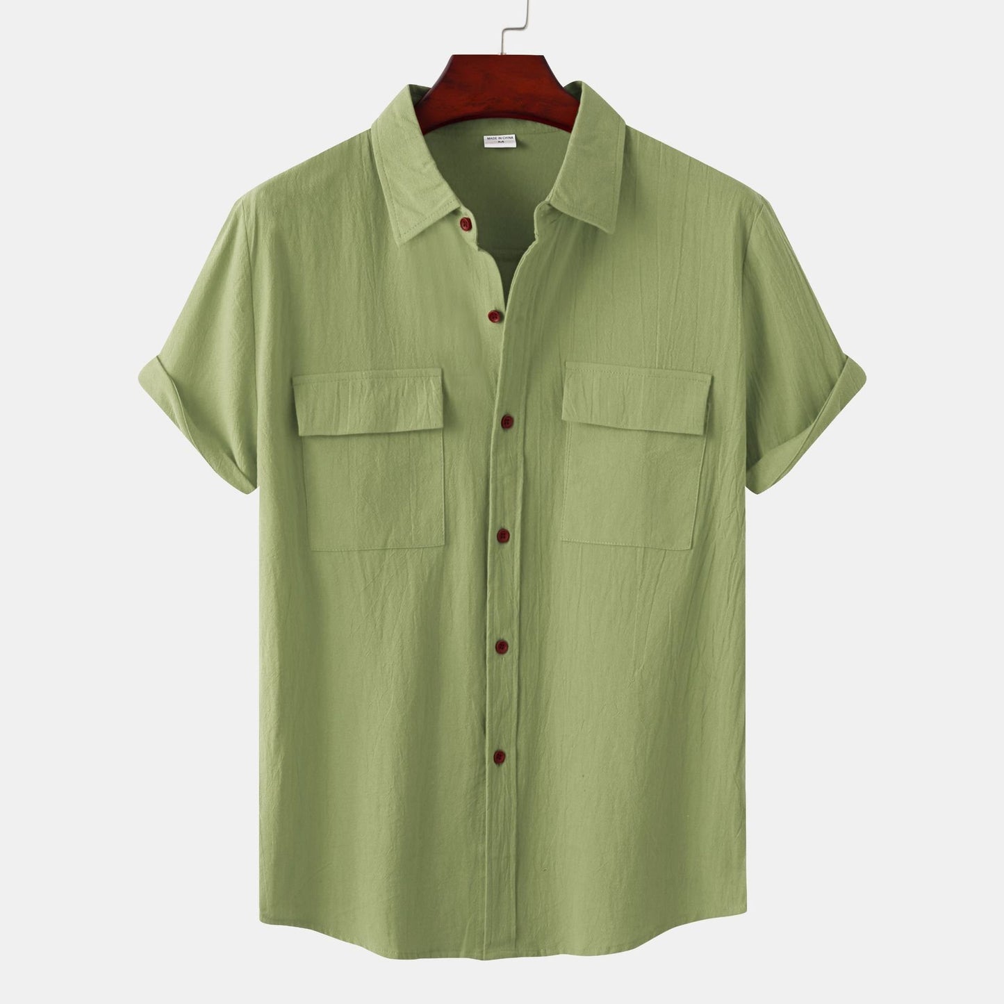 👔Effortless Style: Men's Solid Color Casual Cotton Linen Short Sleeve Shirt