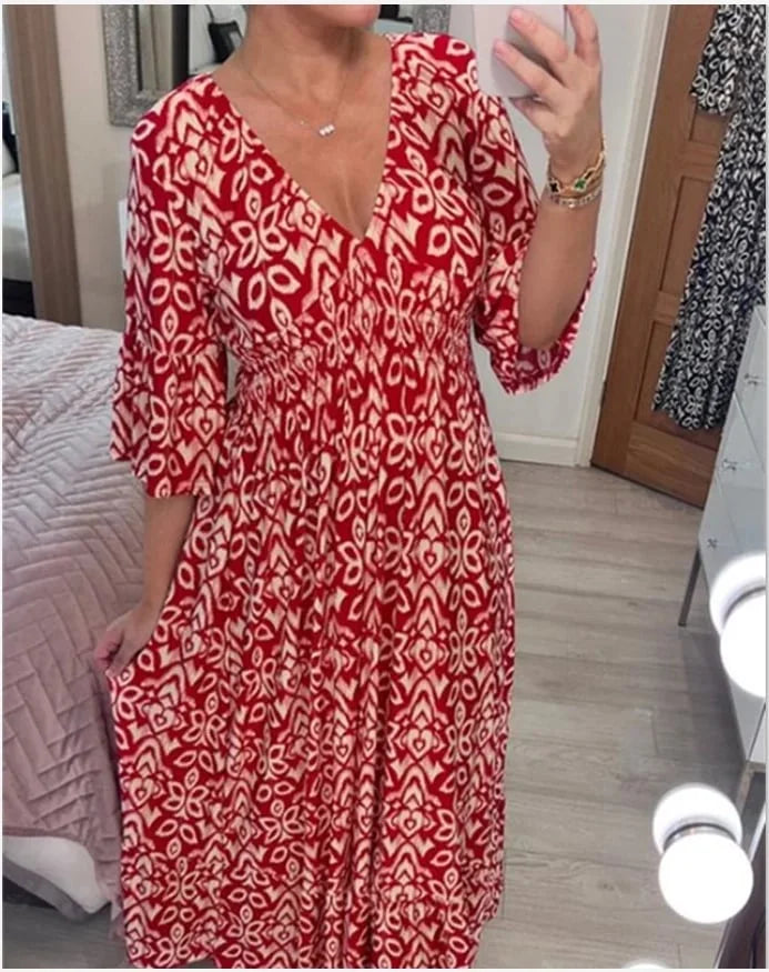 🔥Final Day Sale: 70% Off🔥Feminine Charm in the V-Neck Floral Dress