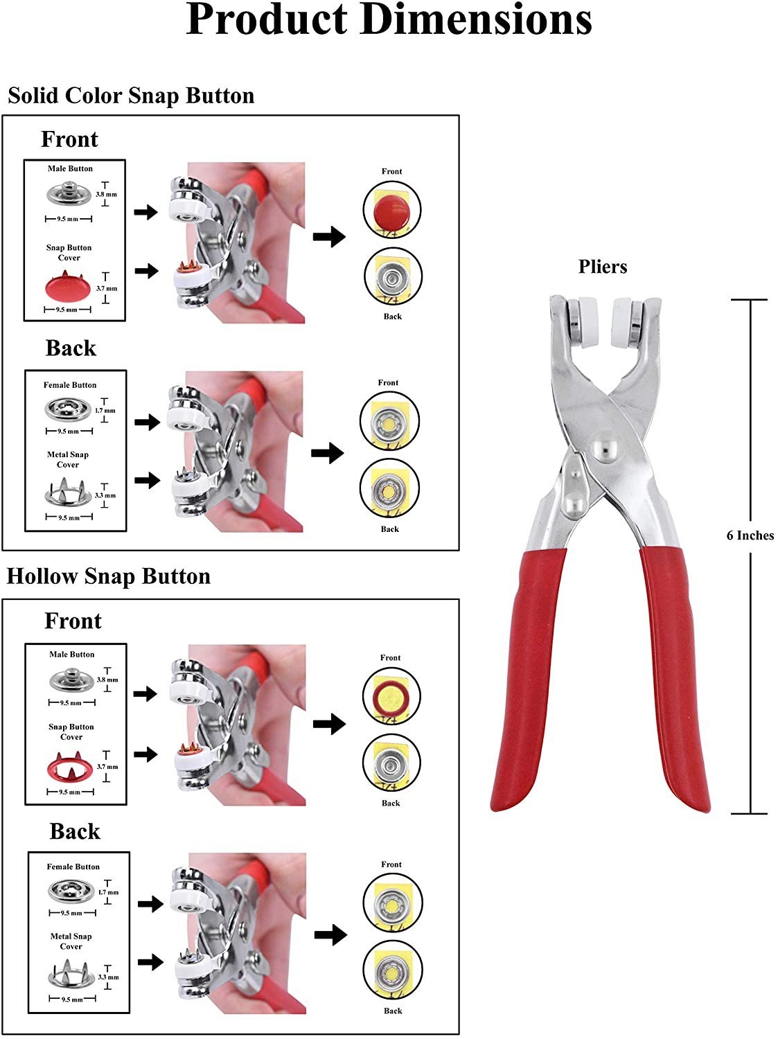 Secure and Stylish: Metal Snap Buttons with Fastener Pliers Press Tool Kit