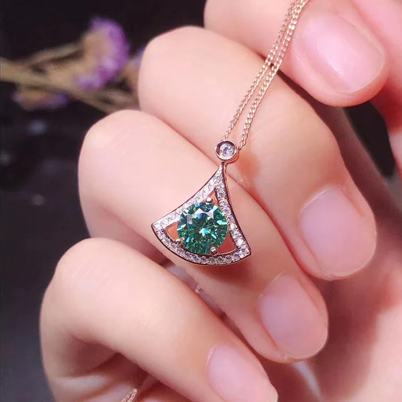 Rose Gold Sector Design Round Cut Paraiba Tourmaline Pendant Necklace In Sterling Silver