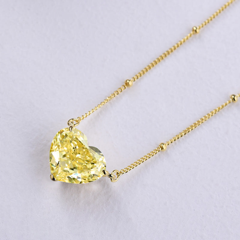 Graceful 3.0 Carat Heart Cut Yellow Sapphire Necklace For Women In Sterling Silver