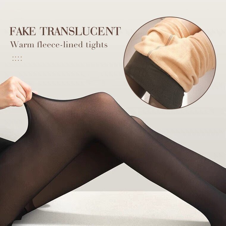 Flawless Legs Fake Translucent Warm Plush Lined Elastic Tights - Perfectly Smooth and Cozy!