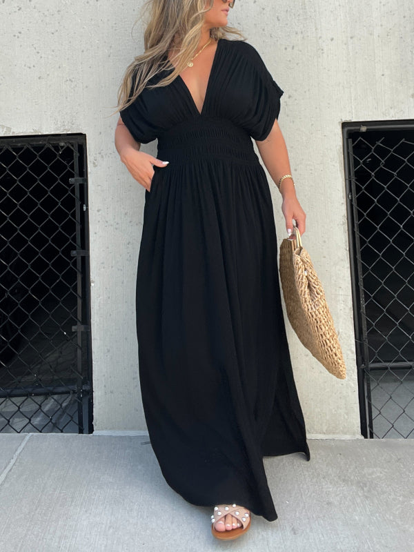 ✨ Effortless Elegance: Slit V-Neck Maxi Long Dress! ✨