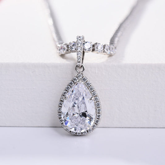 Gorgeous Pear Cut Lab Grown Diamond Pendant with Necklace In Sterling Silver