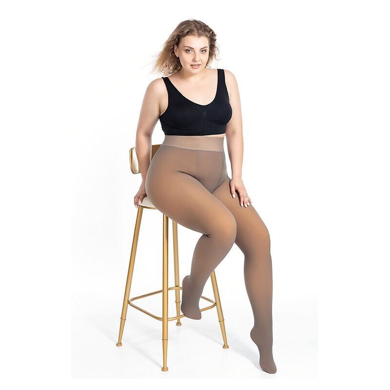 Flawless Legs Fake Translucent Warm Plush Lined Elastic Tights - Perfectly Smooth and Cozy!