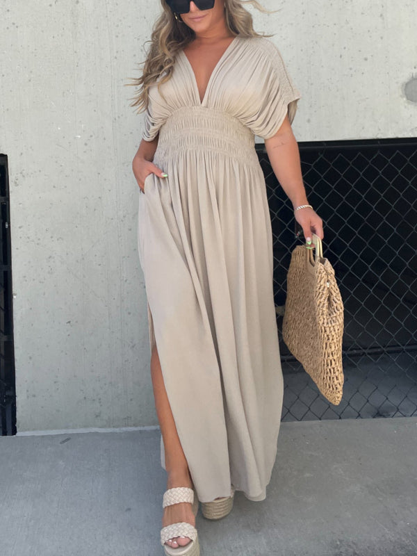 ✨ Effortless Elegance: Slit V-Neck Maxi Long Dress! ✨