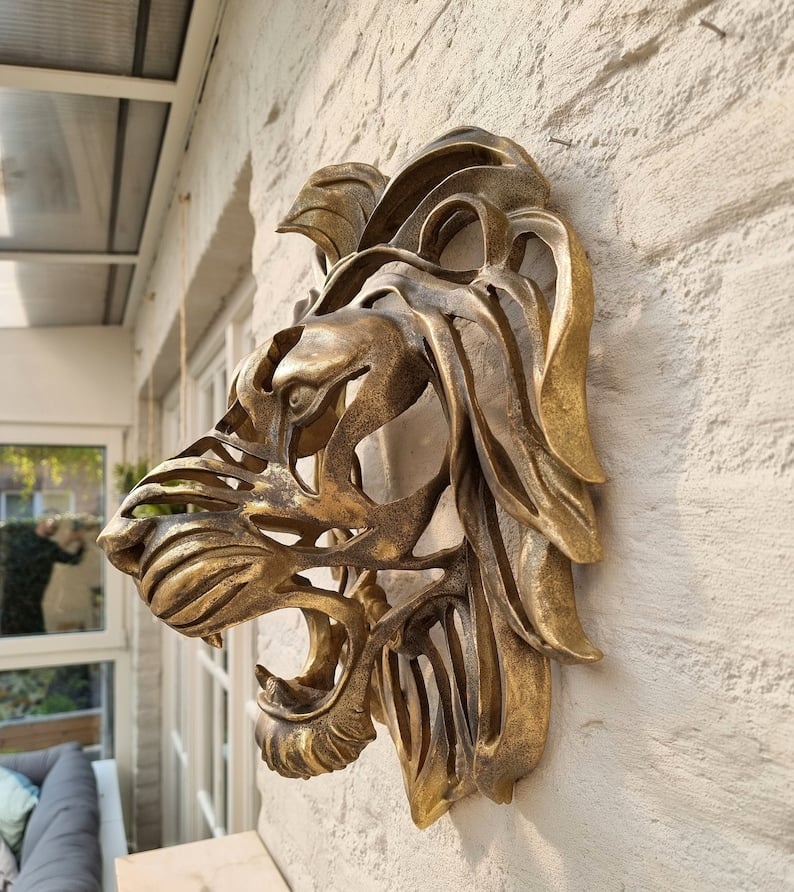 Discover the Extraordinary: Large Lion Head Wall Mounted Art Sculpture - Perfect Gift