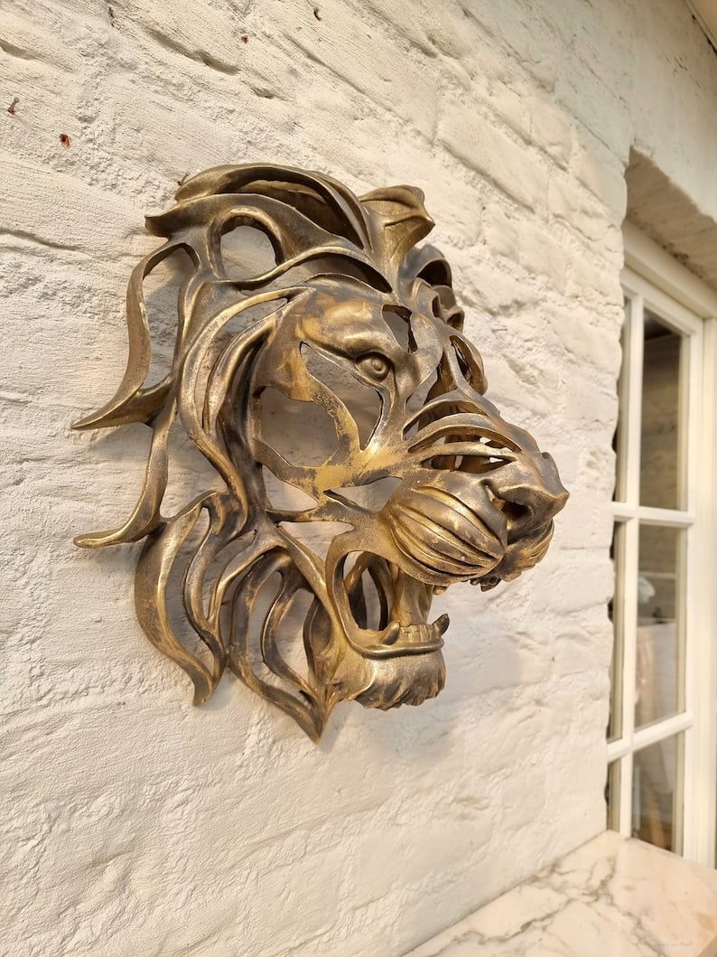 Discover the Extraordinary: Large Lion Head Wall Mounted Art Sculpture - Perfect Gift