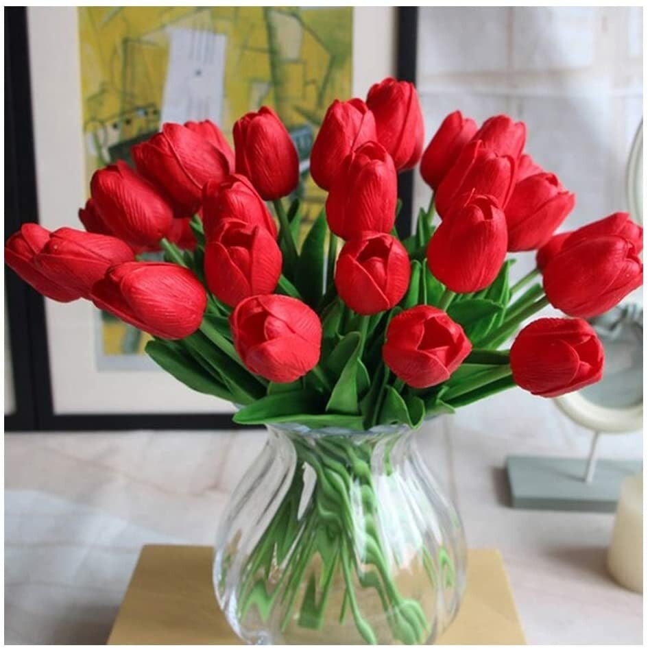 🌷Bring Nature Indoors: Set of 10 Exquisite Artificial Latex Tulips