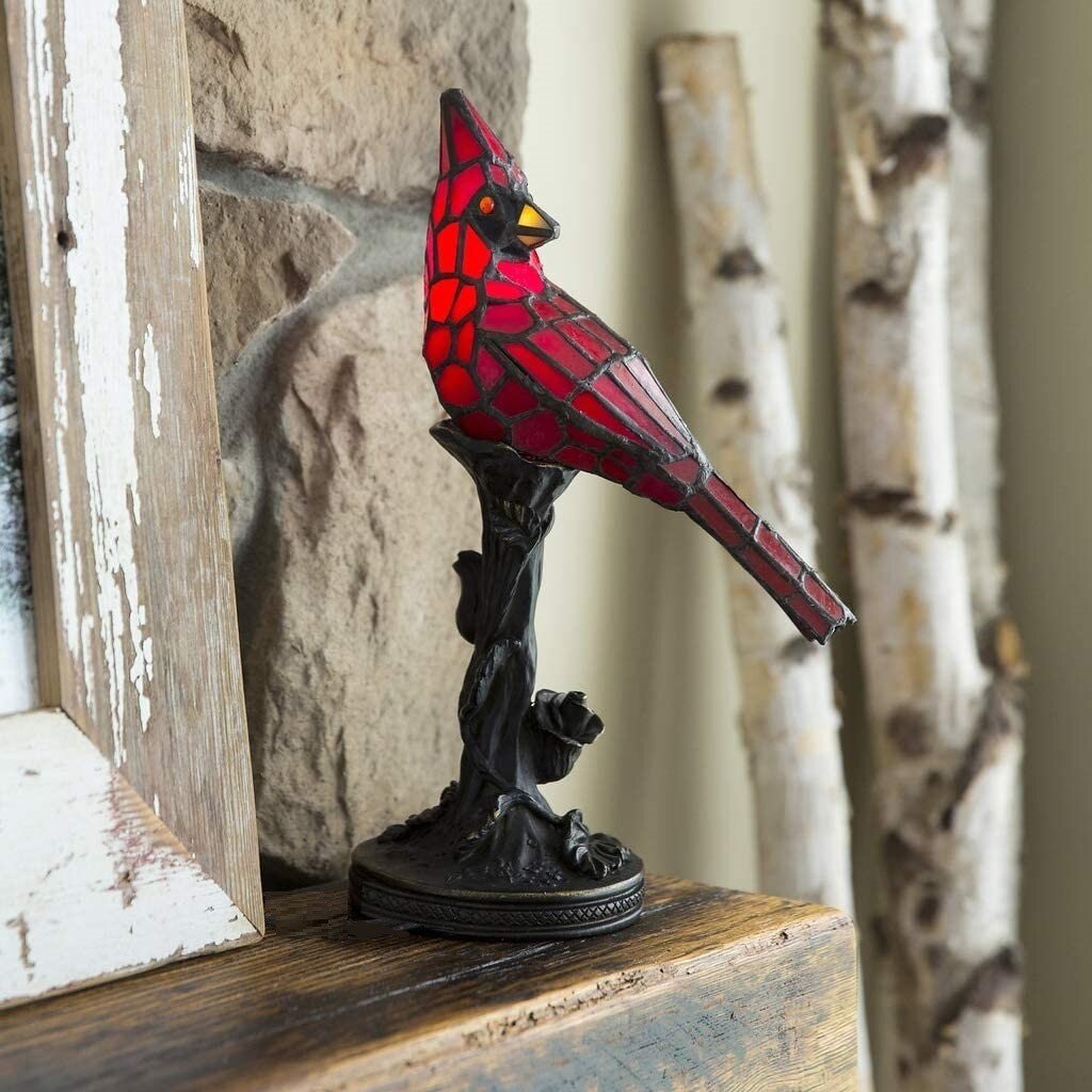 Handcrafted Cardinal Bird Lighted Art Novelty Lamp - Illuminate Your Home with Elegance!