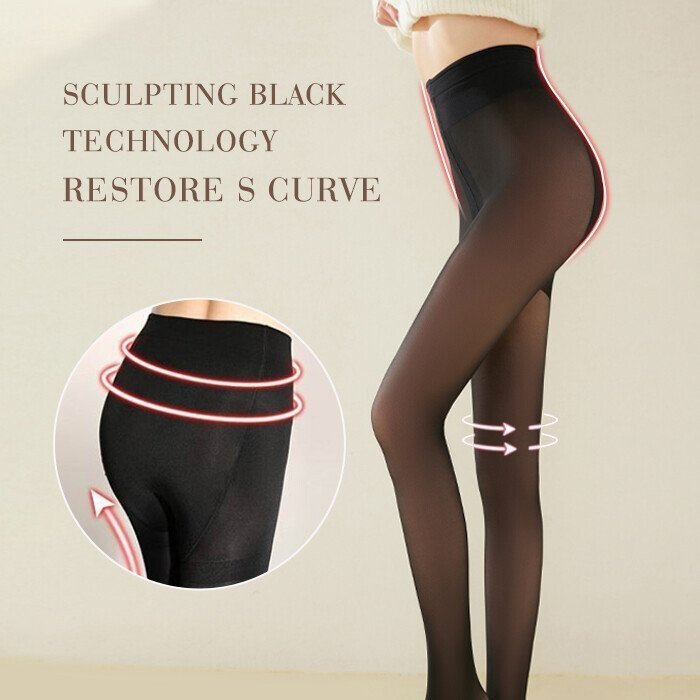 Flawless Legs Fake Translucent Warm Plush Lined Elastic Tights - Perfectly Smooth and Cozy!