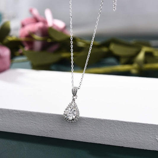 Round Cut Moissanite Pendant Necklace In Sterling Silver