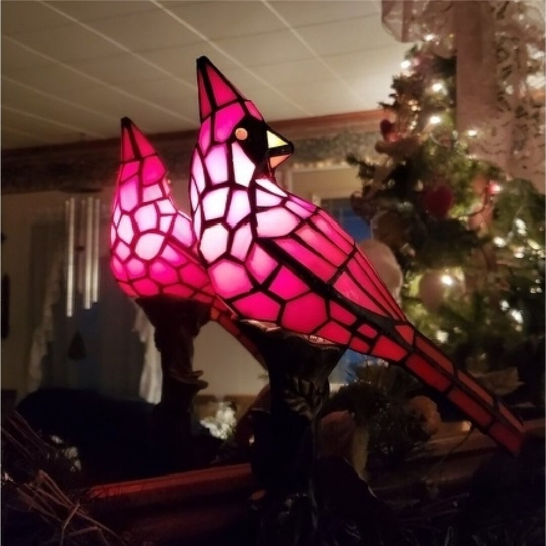 Handcrafted Cardinal Bird Lighted Art Novelty Lamp - Illuminate Your Home with Elegance!