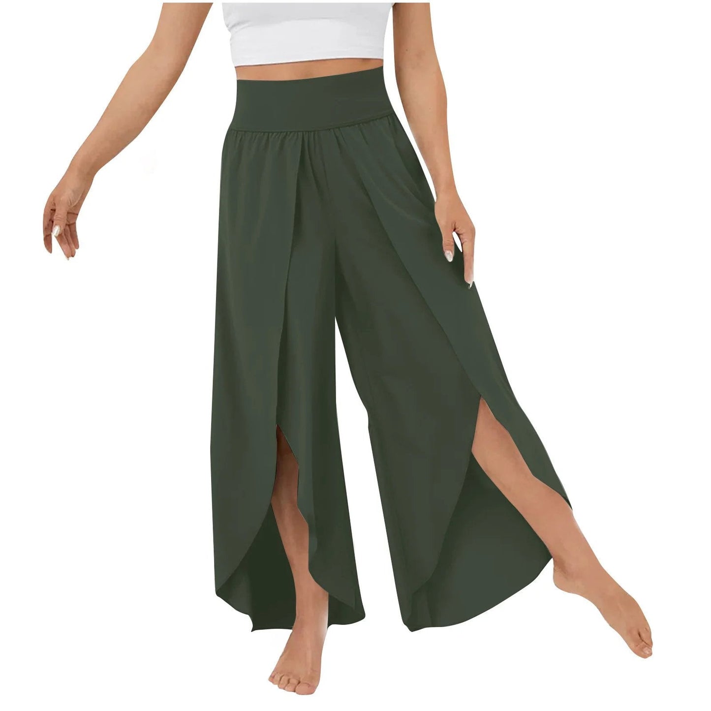 (🔥Last Day Promotion- SAVE 48% OFF) -High Waisted Split Wide Leg Quick Dry Casual Pants🎉