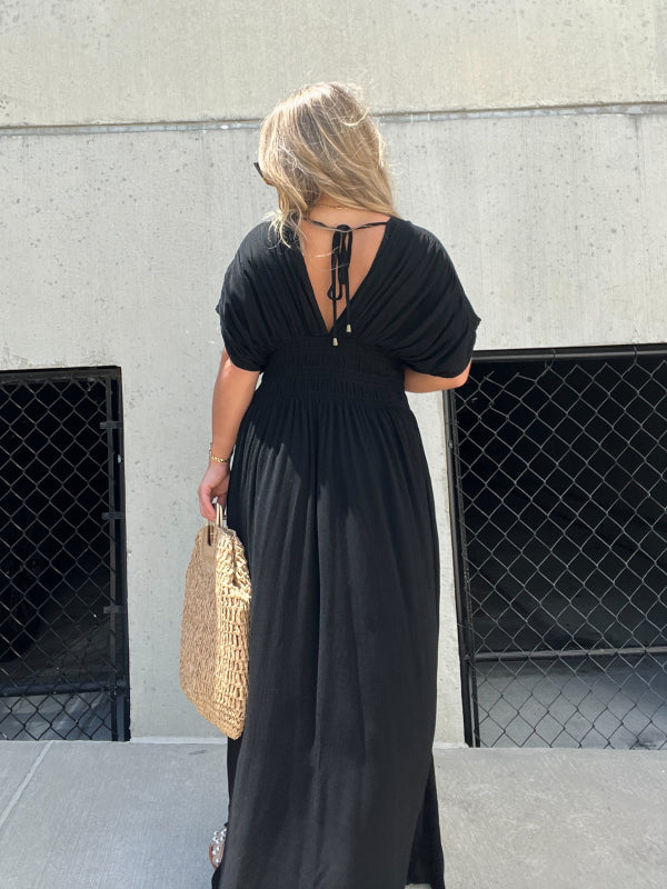 ✨ Effortless Elegance: Slit V-Neck Maxi Long Dress! ✨