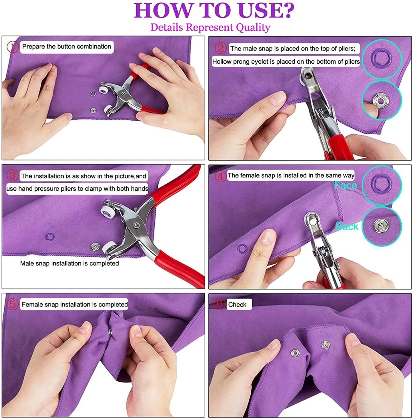 Secure and Stylish: Metal Snap Buttons with Fastener Pliers Press Tool Kit